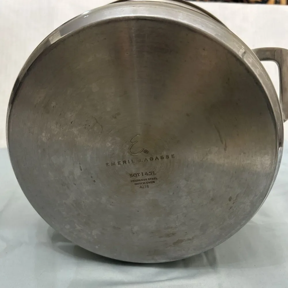 Emeril Lagasse 5 Qt 4.7 L Stock Pot Dutch Oven Stainless Steel with Clear Lid